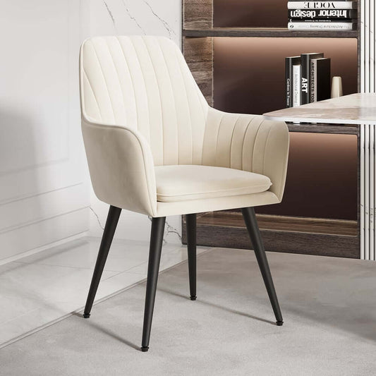 Modern Velvet Dining Chair Set With Metal Legs Main Product Image