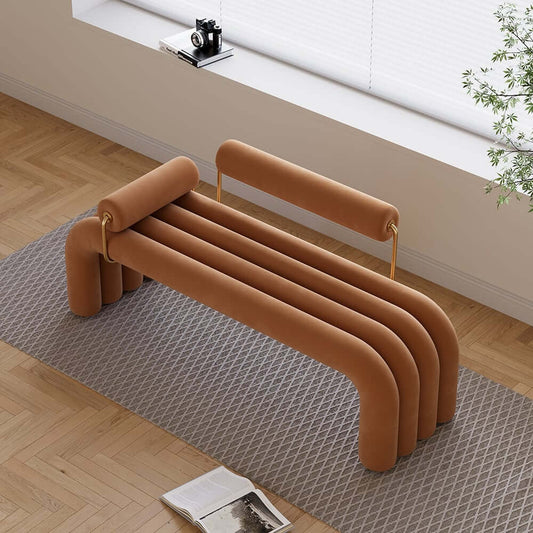 Modern Velvet Entryway Bench with Low Back and Arms Main Product Image