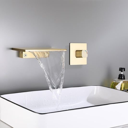 Modern Wall Mounted Bathroom Faucet with Waterfall Spout Main Product Image