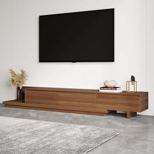 Modern Walnut & Gray Extendable TV Stand With Drawers Main Product Image