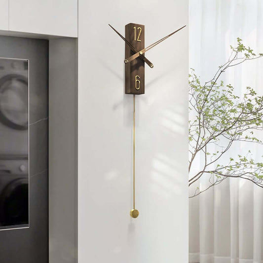Modern Walnut Wood Rectangle Wall Clock with Silent Movement Main Product Image