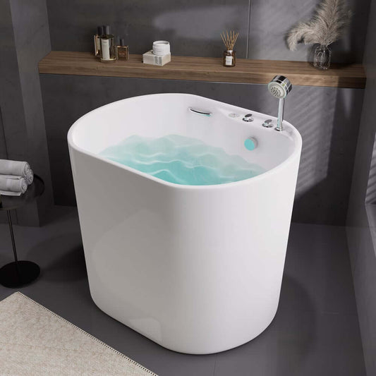 Modern White Acrylic Freestanding Single Slipper Jacuzzi Bathtub Main Product Image