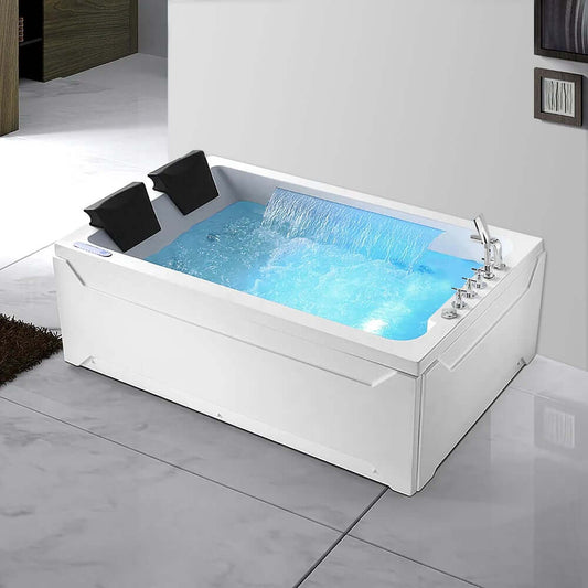 Modern White Acrylic Freestanding Whirlpool Bathtub with Jets Main Product Image