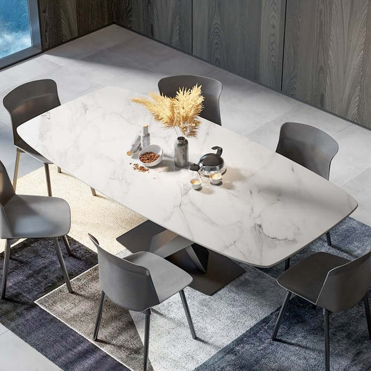 Modern White Sintered Stone Dining Table, Seats 8 Main Product Image