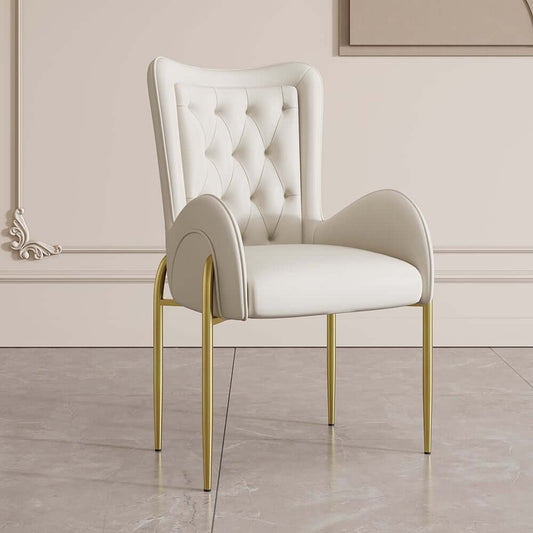 Modern Wingback Arm Chair Set with Gold Stainless Steel Legs Main Product Image