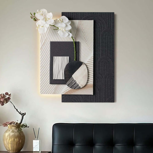 Modern Wooden Wall Art with Integrated LED Lighting Main Product Image