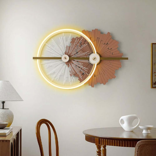 Modern Wooden Wall Art with Integrated LED Lighting, Round Design Main Product Image