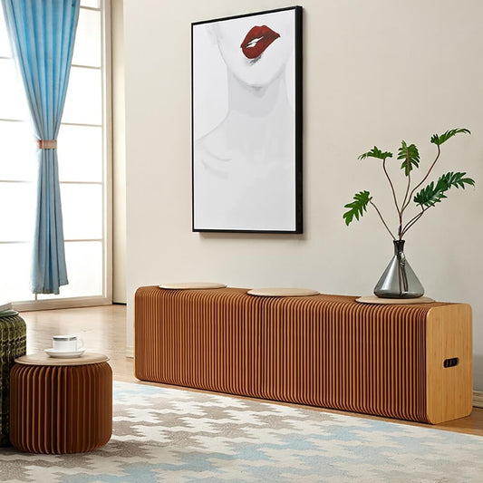 Natural PU Leather Modern Backless Bench with Folding Design Main Product Image