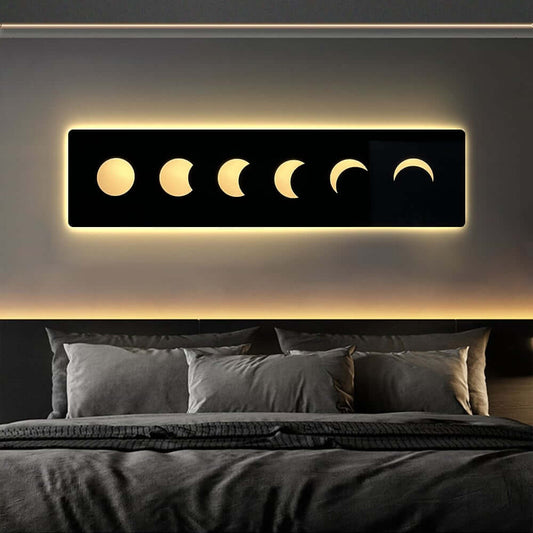 Nordic MDF Wall Art with LED Moon Phase Design and USB Lighting Main Product Image