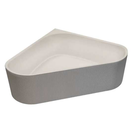 Bright white 76-inch triangular acrylic double soaking bathtub for spacious bathroom relaxation