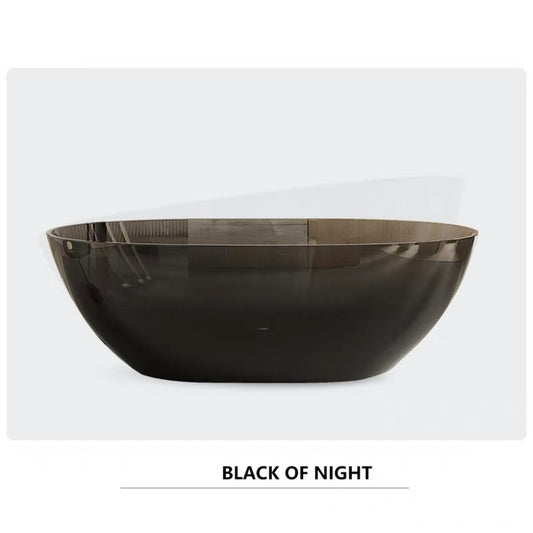 Modern 70 inch black floor-standing transparent resin soaker bathtub