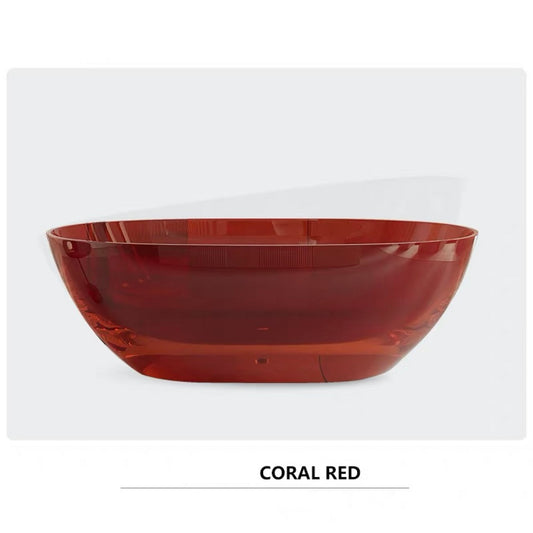 Modern 70 inch black floor-standing transparent resin soaker bathtub