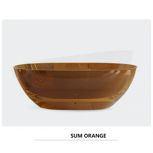 Modern 70 inch black floor-standing transparent resin soaker bathtub