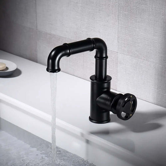Ruth Collection Industrial Brass Bathroom Faucet with Knob Handle Main Product Image