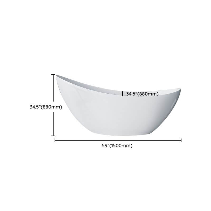 White elliptical freestanding bathtub with double slipper soaking design made of plexiglass dimensions