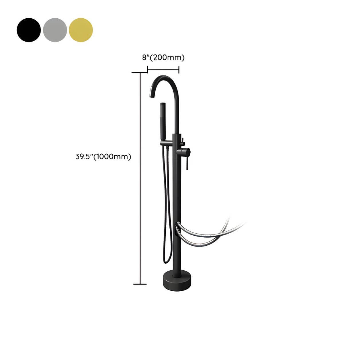 Modern floor mounted copper bathtub faucet with valve and trims for elegant bathroom design dimensions