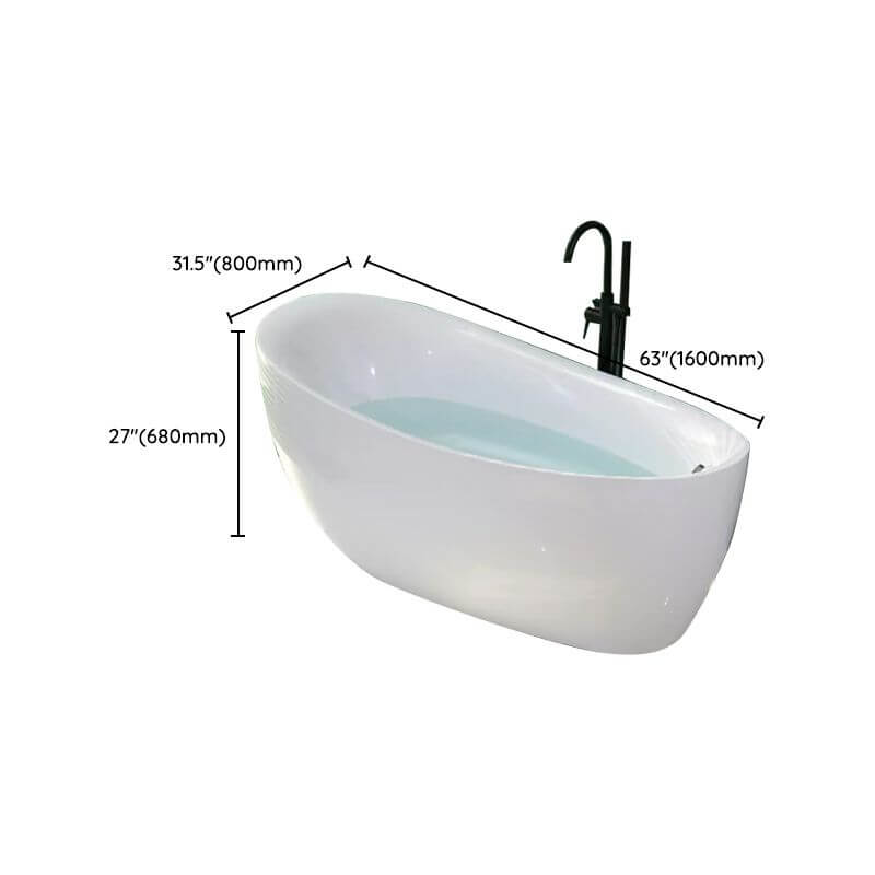 White oval polymer soaking freestanding bathtub with roll top and cartridge faucet dimensions