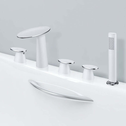 Stainless Steel Widespread Bathtub Faucet with Waterfall Spout and Hand Shower Main Product Image