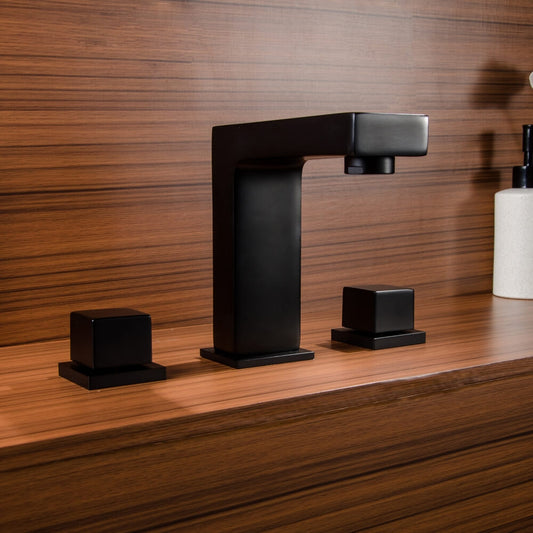 Vland Widespread Bathroom Faucet in Matte Black with Brass Construction Main Product Image