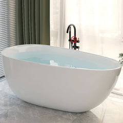 Matte Black Freestanding Bathtub with Roll Top Oval Shape in Casual Plexiglass Soaking Style, 51"L x 27.5"W x 24"H Bathtubs