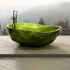 Casual Resin Free Form Freestanding Bathtub with Single Slipper Soaking Design Bathtubs