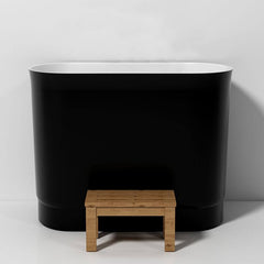 Ink Freestanding Bathtub with Seat, Roll Top Oval Design in Simplistic Style for Soaking, 39.4"L x 22.8"W x 29.5"H, Tub Bathtubs