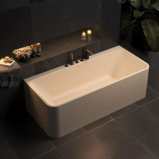 Ink Freestanding Bathtub with 3 Handles, Compression Faucet, Valve, Rectangular Shape, Casual Style, Back to Wall Design, 51"L x 30"W x 22"H Bathtubs