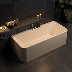 Ink Freestanding Bathtub with 3 Handles, Compression Faucet, Valve, Rectangular Shape, Casual Style, Back to Wall Design, 51"L x 30"W x 22"H Bathtubs
