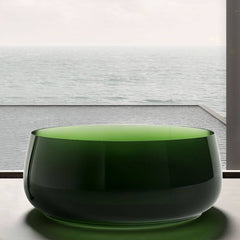 Casual Resin Circular Freestanding Bathtub with Roll Top Soaking Design Bathtubs