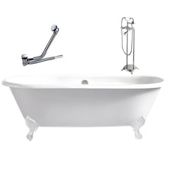 Modern Oval Porcelain Enameled Cast Iron Clawfoot Soaking Bathtub in Roll Top Design - 78cm x 59.5cm Bathtubs