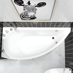 Contemporary White Acrylic Corner Bathtub with Drain for Washroom - 52"L x 30"W x 26"H Tub Left Bathtubs