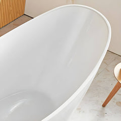 Contemporary Freestanding Soaking Bathtub Oval Slipper Acrylic Bathtub - White 59"L x 31.5"W x 32"H Tub Bathtubs