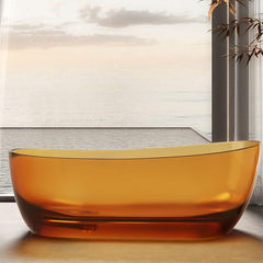 Casual Resin Oval Freestanding Bathtub with Single Slipper Soaking Design Bathtubs
