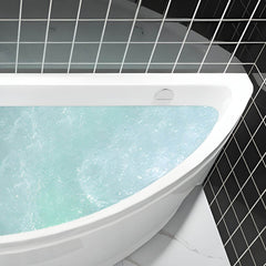 Contemporary White Acrylic Corner Bathtub with Drain for Washroom - 52"L x 30"W x 26"H Tub Left Bathtubs