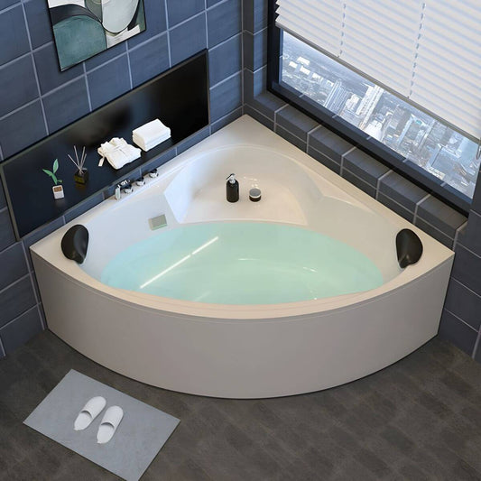 Modern Acrylic White Corner Soaking Bathtub with Drain Assembly Included - 31.5"L x 31.5"W x 22"H Tub Bathtubs