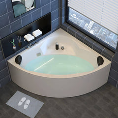 Modern Acrylic White Corner Soaking Bathtub with Drain Assembly Included - 31.5"L x 31.5"W x 22"H Tub Bathtubs