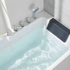 Modern White Acrylic Corner Soaking Bathtub with Non-Slip Surface and Overflow Hole - Tub with Deck Faucets Left 47"L x 30"W x 24"H Bathtubs
