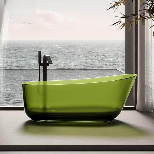 Casual Resin Oval Freestanding Bathtub with Single Slipper Soaking Bathtubs