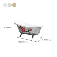 Silver Modern Lucite Elliptical Clawfoot Bathtub with Single Slipper Soaking Design Bathtubs