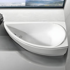 Contemporary White Acrylic Corner Bathtub with Drain for Washroom - 52"L x 30"W x 26"H Tub Left Bathtubs
