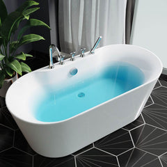 Ink Freestanding Bathtub with Roll Top, Oval Shape, Contemporary Style, Polymethyl Methacrylate (PMMA) Material, and Soaking Bath Therapy, Tub, 54"L x 29"W x 23"H Bathtubs