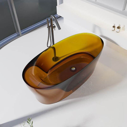 Freestanding oval roll top bathtub with soaking design, 63 by 30 inches, casual style