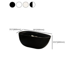 Matte Black Freestanding Bathtub with Roll Top Oval Shape in Casual Plexiglass Soaking Style, 51"L x 27.5"W x 24"H Bathtubs