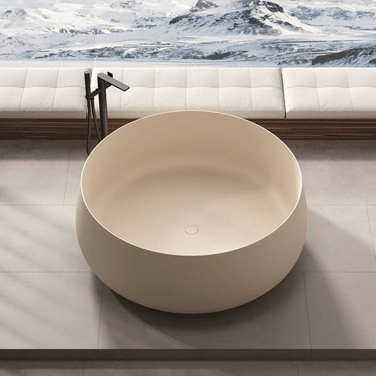 Ink Orbicular Freestanding Bathtub with Roll Top, Simplistic Style, and Soaking Bath Therapy Bathtubs