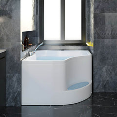 Corner Bathtub Seat Included Acrylic Pop-Up Drain Soaking in White - 35"L x 35"W x 25"H Tub Bathtubs