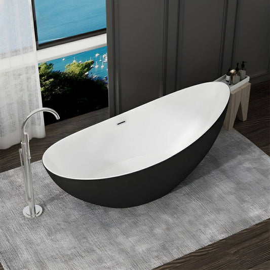 Modern Style Freestanding Acrylic Soaking Single Slipper Anti-overflow Design Bathtub - 71"L x 31"W x 24"H White Tub Bathtubs