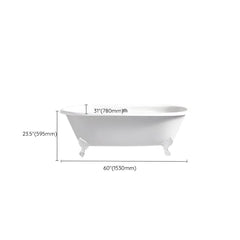 Modern Oval Porcelain Enameled Cast Iron Clawfoot Soaking Bathtub in Roll Top Design - 78cm x 59.5cm Bathtubs