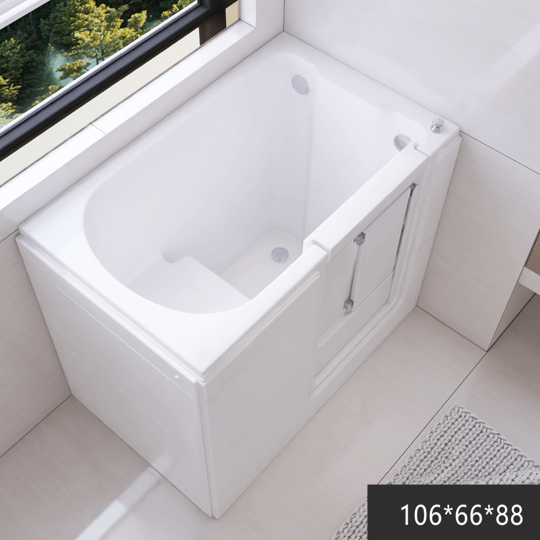 Space-Saving Side-Opening Walk-In Bath for Seniors and Mobility Aid