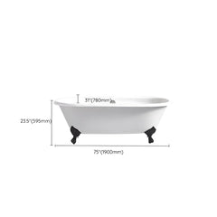 Modern Oval Porcelain Enameled Cast Iron Clawfoot Soaking Bathtub in Roll Top Design - 78cm x 59.5cm Bathtubs