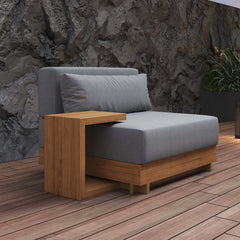 10-Piece Modular Teak Sectional Sofa with Smokeless Fire Pit Set